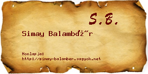 Simay Balambér névjegykártya